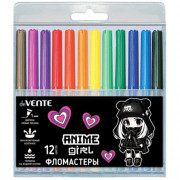 Фломастеры (deVENTE) Anime Girl 12 цветов вентилируемый колпачок пластиковый блистер арт.5081419