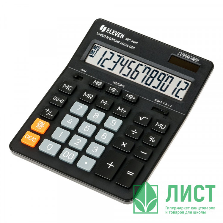 Калькулятор настольный 12 разрядов двойное питание ELEVEN 205*155*36  (SDC-444S) (Ст.1/40)