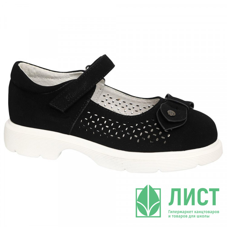 Туфли для девочки (FLAMINGO) черные верх-искусственный нубук подкладка-натуральная кожа размерный ряд 29-32 арт.232T-G6-3782