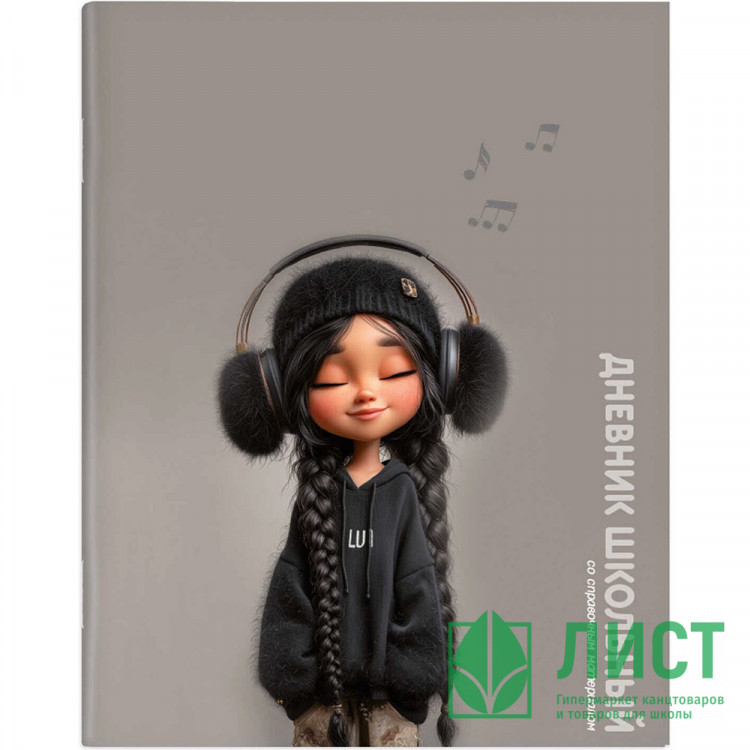 Дневник школьный мягкая обложка (Феникс) Девчонка в наушниках глянцевая ламинация арт.72819