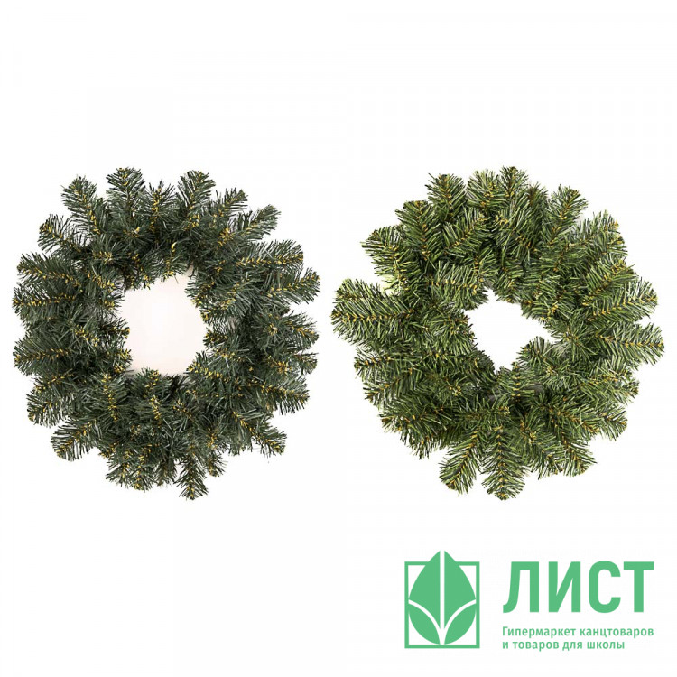 Венок декоративный 30см хвоя ПВХ, без украшений арт.379-140