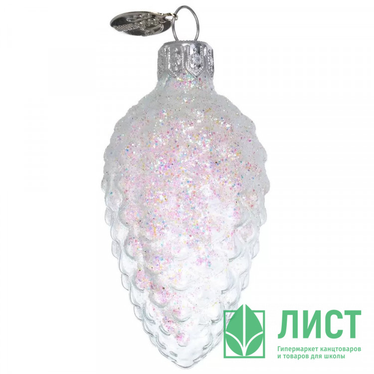 Украшение на ёлку стекло 08см "Шишка в снегу" прозрачная п/уп. арт.ФУ-2-90/П