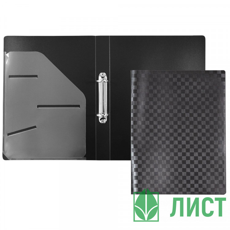 Папка на 2-х кольцах А4 30мм D-30мм пл. 0,65мм Тотал Блэк (Total Black) deVENTE с внут.карманом арт.3081308
