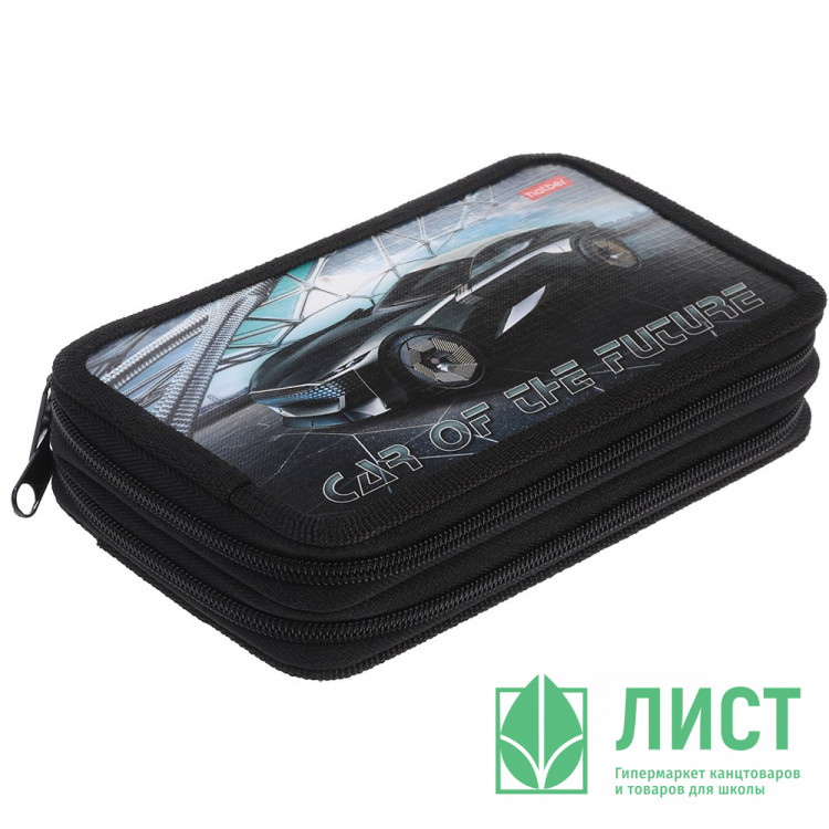 Пенал 2 отделения (Hatber) Car of the future 190х110мм глянцевая ламинация с таблицей умножения арт.NPn_47116