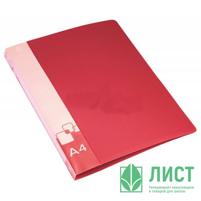 Папка скоросшиватель пружинный А4 16мм пластик 0,7мм красный, с карманом (Бюрократ) арт.PZ07PRED