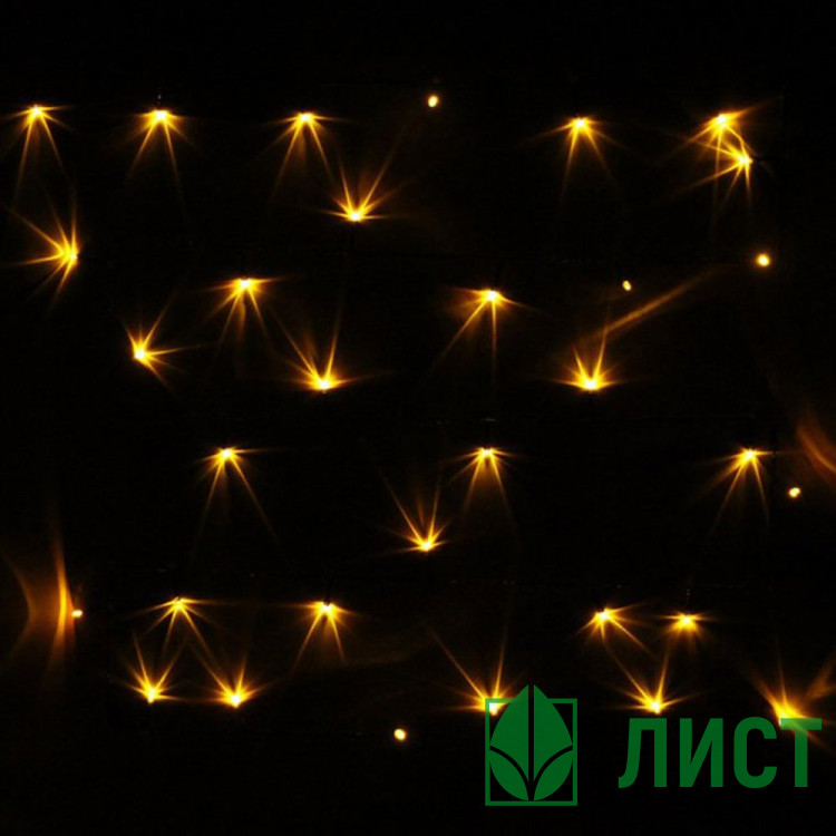Гирлянда электрическая для дома точечная 9,5м 100LED цвет желтый (зеленый провод) 8режимов арт.129-029