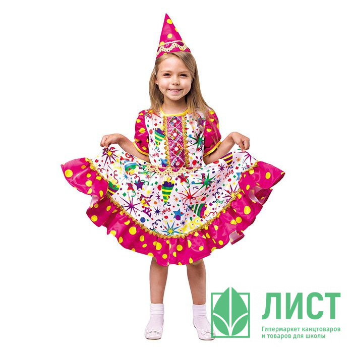 Костюм Д (НОВЫЙ ГОД) Хлопушка (платье,колпачок) р.30/116, 32/128 ткань арт.1042 к-18