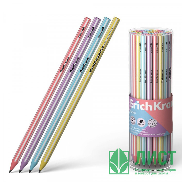 Карандаш чернографитный ErichKrause без ластика  Blend HB шестигранный корпус арт.61714 (Ст.42)