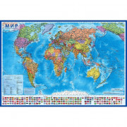 Карта мира настенная политическая 118*80 1:28 с флагами интерактивная Новая арт КН044