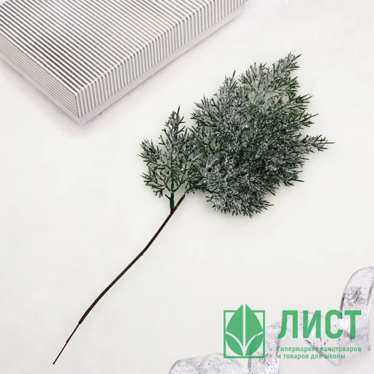 Украшение декоративное "Ветка. Хвоя" 48см голубой иней арт.259-711
