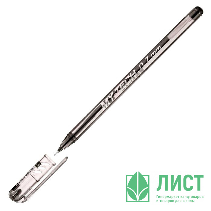 Ручка шариковая прозрачный корус (Pensan) MY-TECH черная/масло/игла 0,7мм арт.2240/25BLACK (Ст.25)