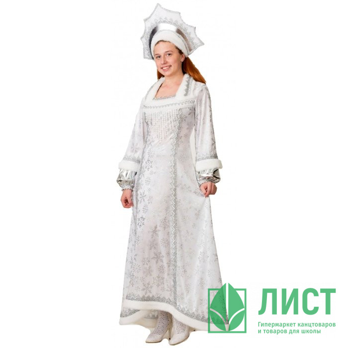 Костюм взрослый Снегурочка Снежная (платье,кокошник) р.48 арт.320