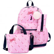 Рюкзак для девочки (No name) розовый + сумка+ ключница арт.585276121731