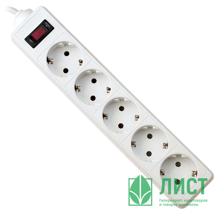 Сетевой фильтр  Defender ES 5,0 м (5 розеток) белый