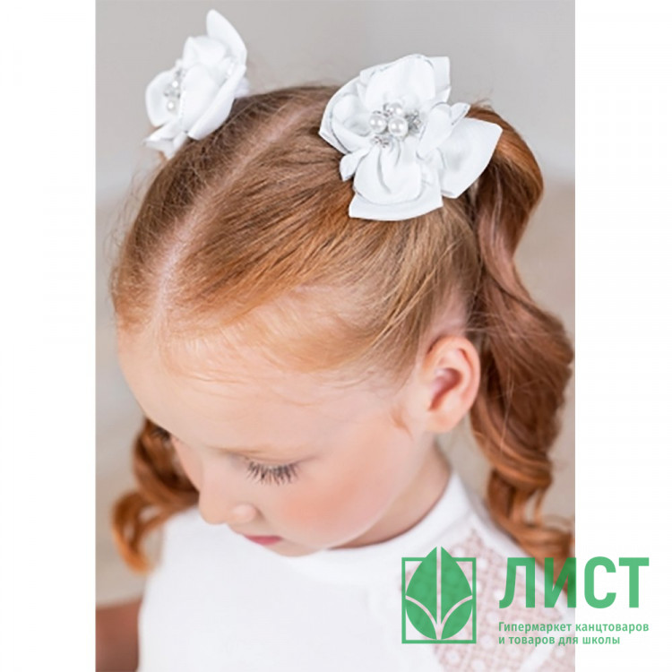 Бант для волос белый Минелай 7,5см