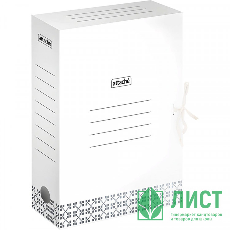 Короб архивный А4 г/карт 80мм на завязках серый с узорами арт.1792163 (Ст.40)