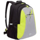 Рюкзак для девочек школьный (Grizzly) арт  RD-242-4/1 черный-салатовый 31х42х18см