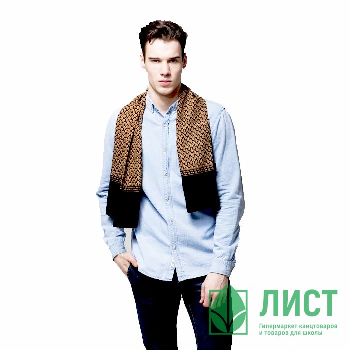 Палантин мужской "Мартин" цв.черно-бежевый арт.3004565