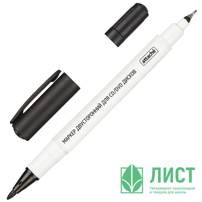 Маркер CD/DVD Attache 0,5-1,2мм двухсторонний черный арт.902134
