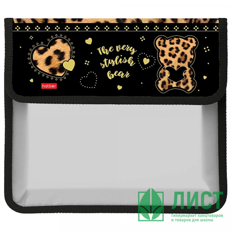 Папка школьная для тетрадей А5 на липучке 1 отделение (Hatber) Стильный мишка арт.AMp_05056