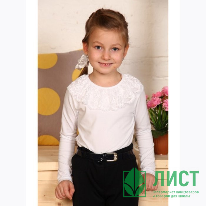 Джемпер для девочки трикотажный (Ликру) короткий рукав цвет экрю арт.0100 ФИОНА размерный ряд 32/128-36/140