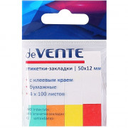 Закладка самоклеющая бумажная 12*50мм 4цв*100л (deVENTE) арт.2011300