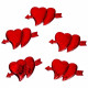 Сердечки декоративные "Голография", набор 5шт 6,5*3,3см красный арт.7532280