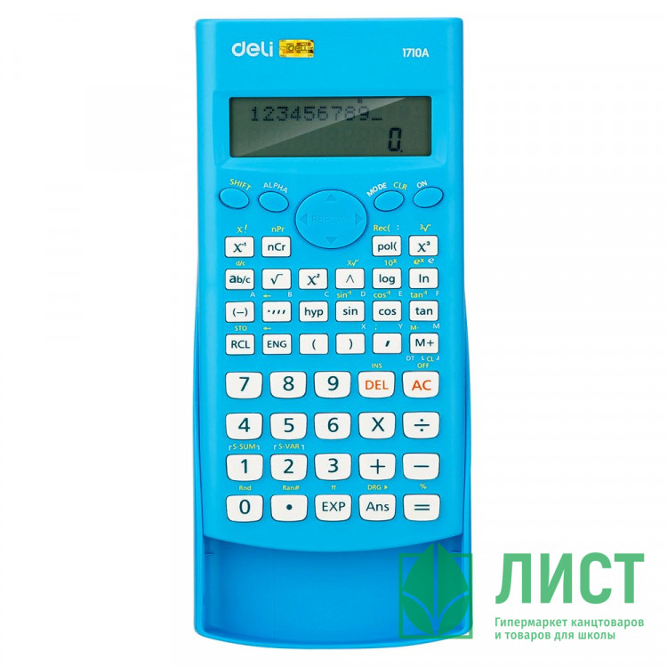 Калькулятор научный 12разряд  Deli 88*23*165мм (E1710A/BLU) синий, одинарное питание