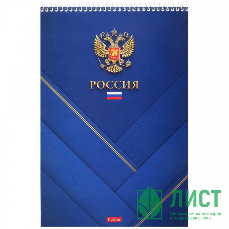 Блокнот А4 твердая подложка на гребне 80 листов (Hatber) Россия арт.80Б4В1сп_23516