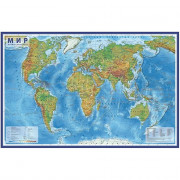 Карта мира настенная физическая 101*66 1:29 интерактивная Новая арт КН023