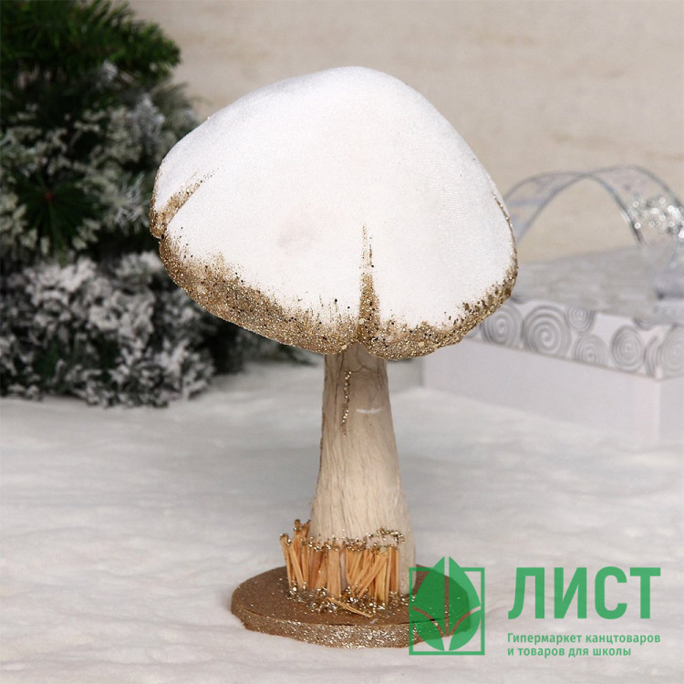 Игрушка декор. "Бархат Грибочек сказочный" 26см цв.белый арт.183-0527