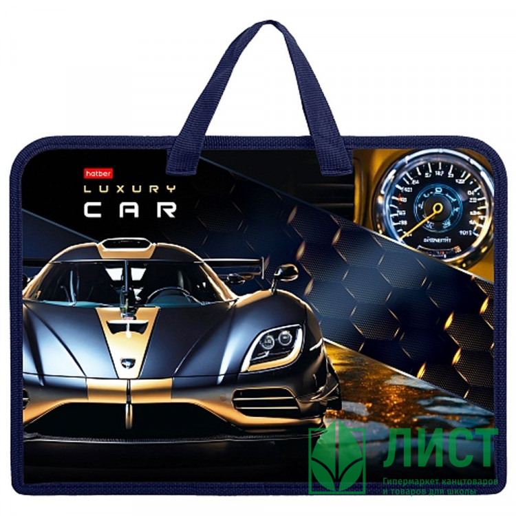 Сумка пластик А4 (Hatber) на молнии ручка-тесьма Luxury Car арт.AMn_08089
