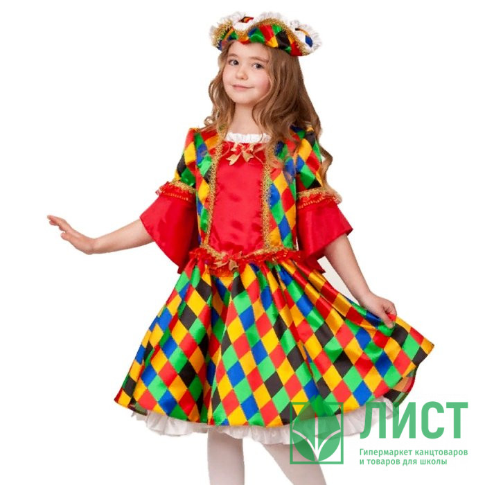 Костюм Д КОЛОМБИНА (платье,шапочка) р.28/110-38/146 арт.21-12