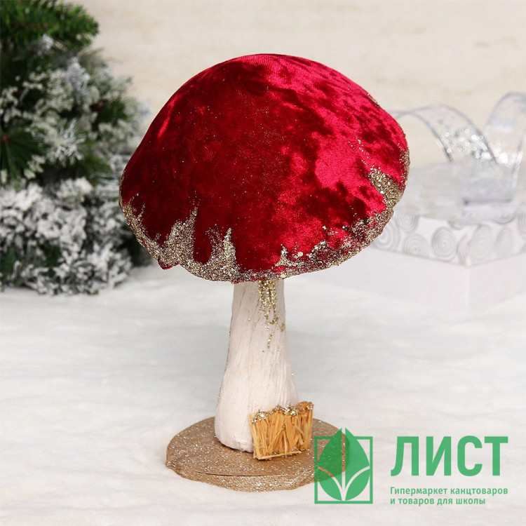 Игрушка декор. "Бархат Грибочек сказочный" 26см цв.бордовый арт.183-0529