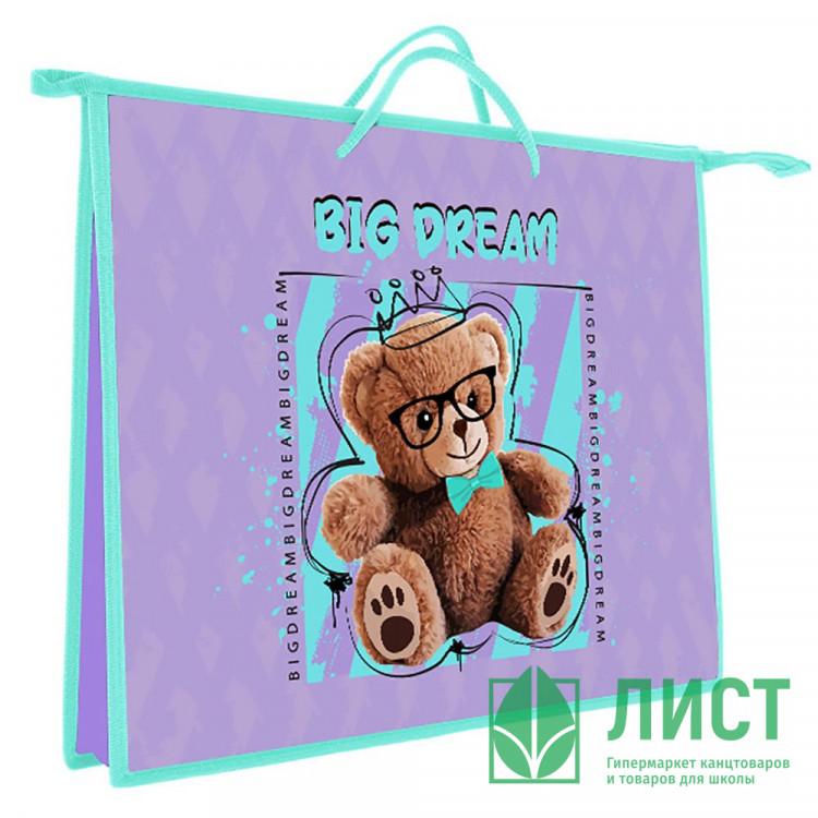 Папка А3 пластик на молнии ручка-шнур (ОНИКС) Милый мишка арт.ПР 3-20