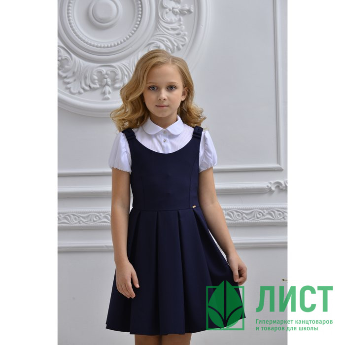 Сарафан для девочки (ГЕРМИОНА) ткань 15 арт.5099-15 размер 30/128 цвет черный/полоса
