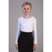 Джемпер для девочки трикотажный (Ликру) длинный рукав цвет белый арт.3021 Флора размерный ряд 36/146-40/158