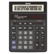 Калькулятор настольный 12 разрядов, двойное питание UNIEL 203*158*30,5 (UD-68)  (Ст.1)