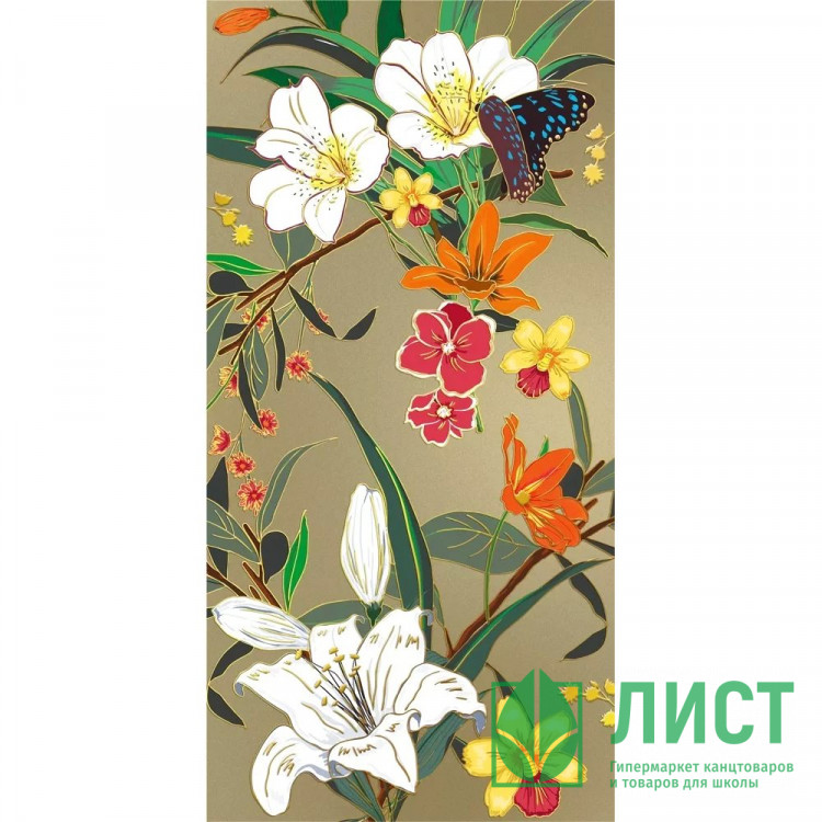 Открытка-конверт Без надписи "Цветы" фольга арт.075703