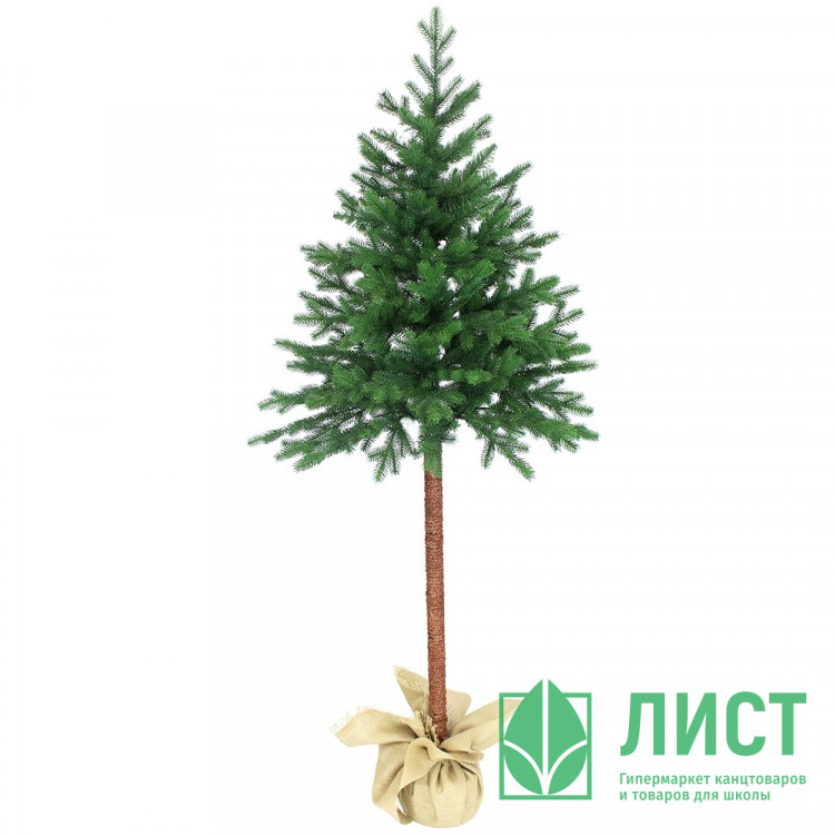 Елка 180см (хвоя литая+ПВХ, ветки примотка, подставка пенек+мешковина) "Юта" на ножке арт.1037318