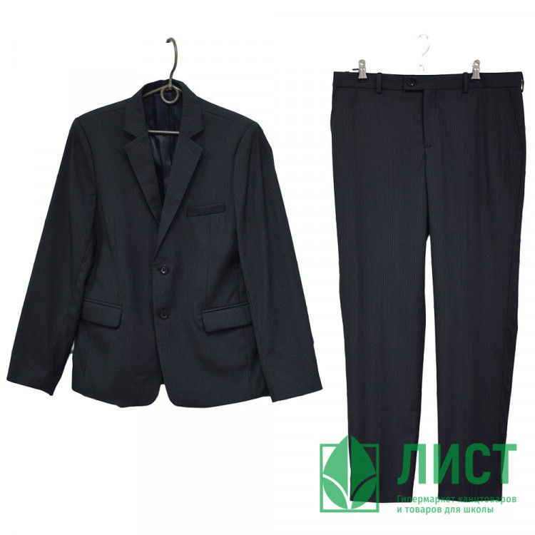 Костюм для мальчика (OVAS) Полоса (пиджак классический/брюки зауженные) размер 34/146-44/176 цвет черный/полоса