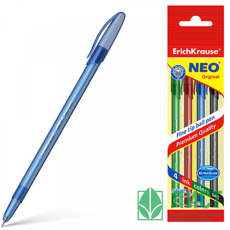 Набор ручек шариковых 4 цвета (ErichKrause) Neo Stick Original d=0.7мм арт.47509