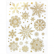 Украшение-наклейка на окно 30*40см "Снежинки золотые" арт.88373