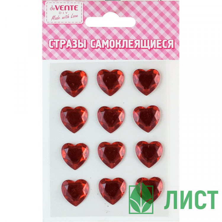 Наклейки-стразы акриловые deVENTE Сердце (Heart) красные арт.8004049