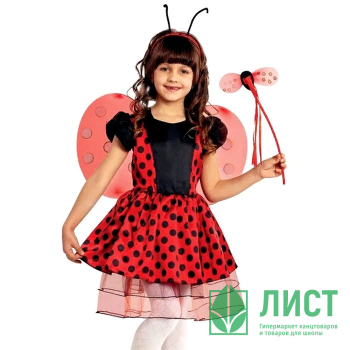 Костюм Д (НАСЕКОМОЕ) Божья Коровка (платье,крылья,ободок,палочка) р.26/104-30/116 арт.8002