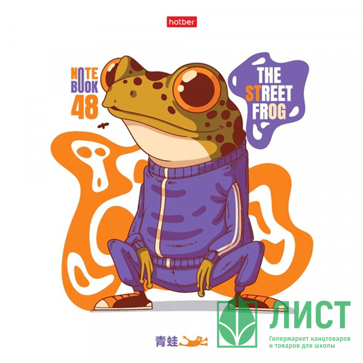 Тетрадь А5 клетка 48 листов скоба (Hatber) Жабёныш ассорти арт.48Т5В1
