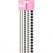 Наклейки-стразы акриловые deVENTE Жемчужины круглые цвет черного бриллианта и жемчужный 5 размеров арт.8002558