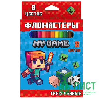 Фломастеры CENTRUM) My game 8 цветов трехгранные картонная упаковка арт.77221 Фломастеры CENTRUM) My game 8 цветов трехгранные картонная упаковка арт.77221