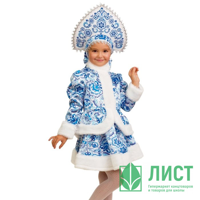 Костюм Д Снегурочка узорная (жакет,юбка,кокошник) р.28/110-38/146 арт.1515-1
