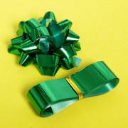 Набор для упаковки "Блеск" (Бант 6см,лента 2см*3м) зеленый арт.144-0066